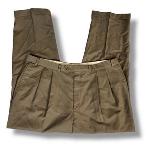 Ralph Lauren 120's Cashmere Wool Blend Beige Dress Pants Pleated Trousers 38x30